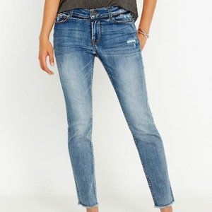 Buffalo David Bitton, Double Shake Blue Riley Mid-Rise Frayed-Hem Jeans, Size 32